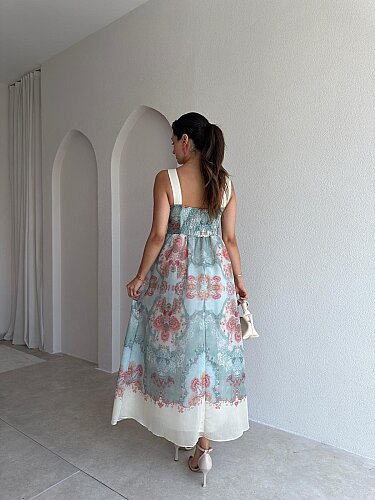 ADELE Desenli Midi Elbise 3036 - Sarı - 3
