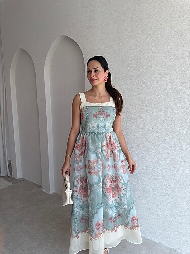 ADELE Desenli Midi Elbise 3036 - Sarı - 2