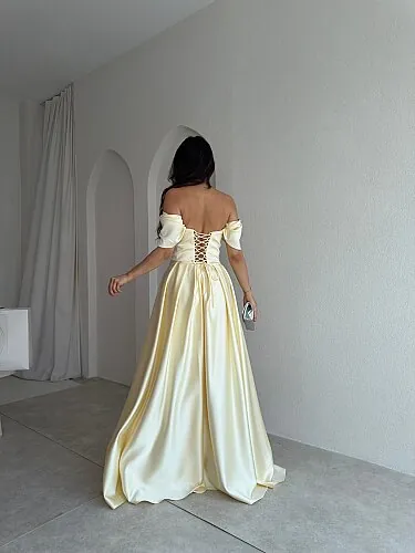  ADELİNA Maxi Elbise 4027 - Sarı - 3