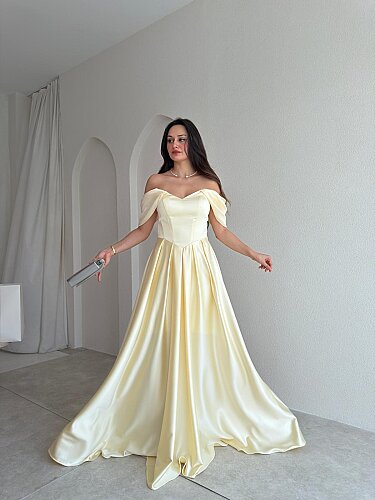  ADELİNA Maxi Elbise 4027 - Sarı - 1