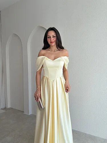 ADELİNA Maxi Elbise 4027 - Sarı - 2