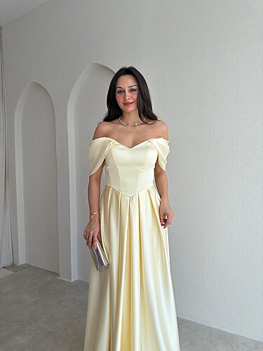  ADELİNA Maxi Elbise 4027 - Sarı - 2