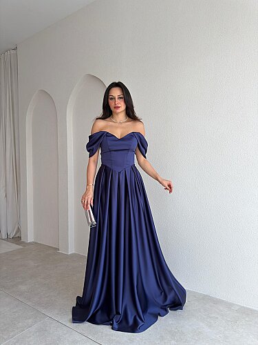 ADELİNA Maxi Elbise 4027 - Lacivert - 1