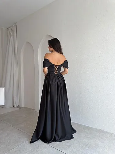 ADELİNA Maxi Elbise 4027 - Siyah - 3