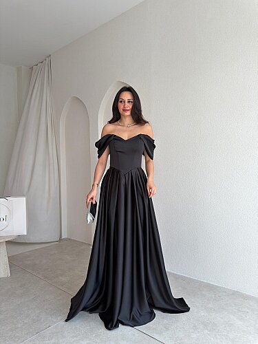 ADELİNA Maxi Elbise 4027 - Siyah - 1