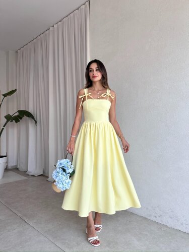AGAPE Midi Elbise 8597 - Sarı - 3