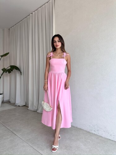 AGAPE Midi Elbise 8597 - Pembe - 1