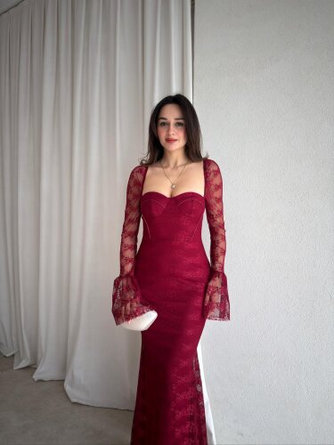 ALFA Midi Elbise 8883 - Bordo - 2