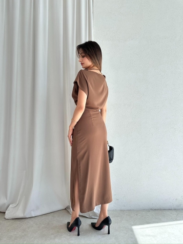 ALİX Midi Elbise 5039 - Kahverengi - 4