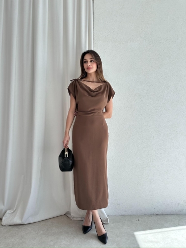 ALİX Midi Elbise 5039 - Kahverengi - 3