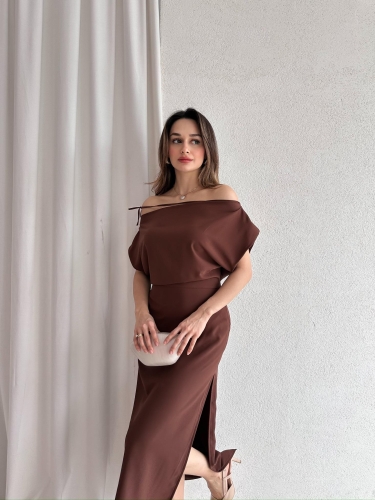 ALİX Midi Elbise 5039 - Acı Kahve 