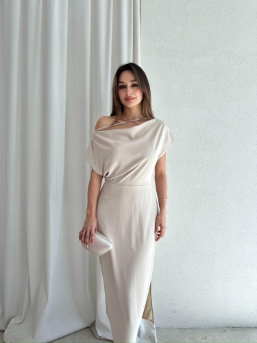 ALİX Midi Elbise 5039 - Krem 