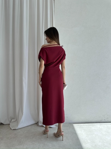 ALİX Midi Elbise 5039 - Bordo - 3