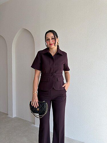 ALLİE Kemerli Takım 5712 - Mürdüm - 2