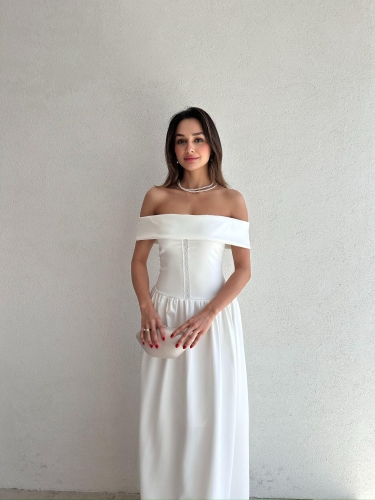 ALPHER Maxi Elbise 9865 - Beyaz 