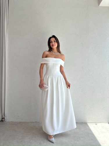 ALPHER Maxi Elbise 9865 - Beyaz 
