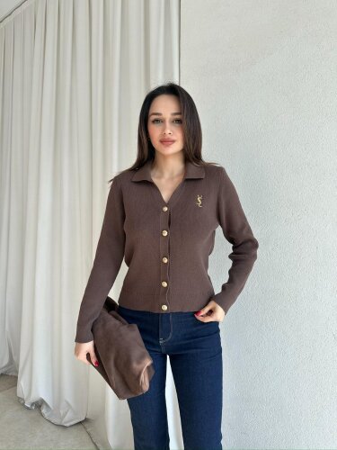 CLİF Triko Hırka 8801 - Acı Kahve - Mooi Butik