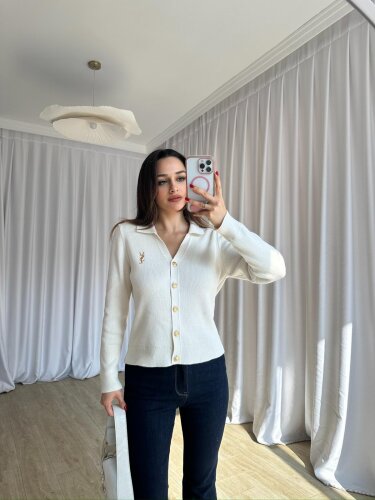  CLİF Triko Hırka 8801 - Beyaz - 3