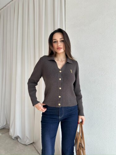  CLİF Triko Hırka 8801 - Füme - Mooi Butik