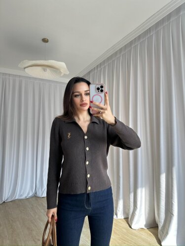 CLİF Triko Hırka 8801 - Füme - 2