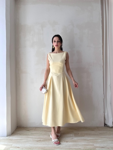 ANGEL Midi Elbise 8963 - Sarı - 2