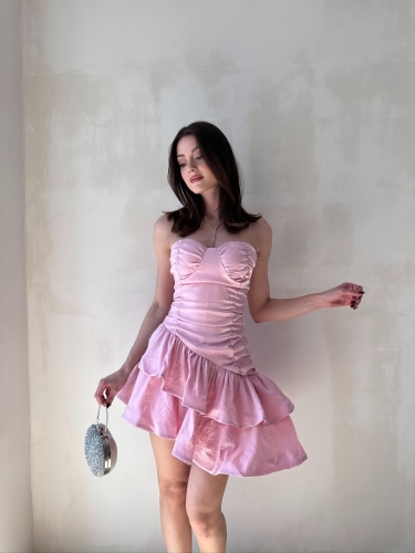  BİLLY Mini Elbise 2302 - Pembe - 1