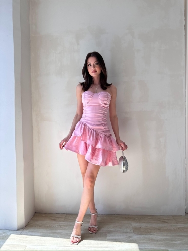  BİLLY Mini Elbise 2302 - Pembe - 2
