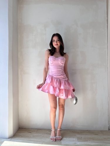  BİLLY Mini Elbise 2302 - Pembe - 3
