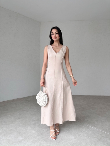 ASTRİD Maxi Elbise 7261 - Krem - 1