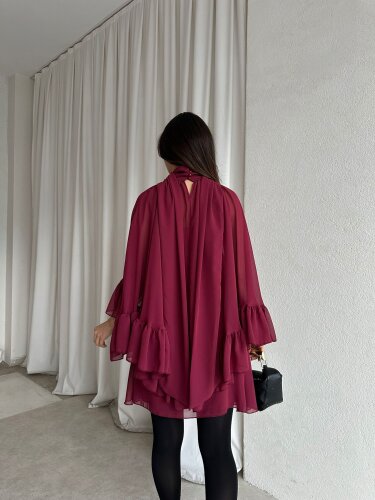 BAHAMA Elbise 8738 - Bordo - 4