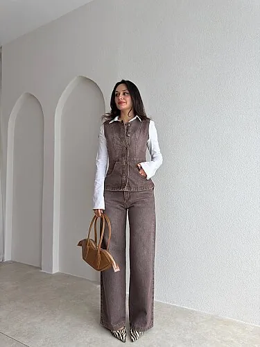 BAREL Denim Takım 4196 - Kahverengi - Mooi Butik