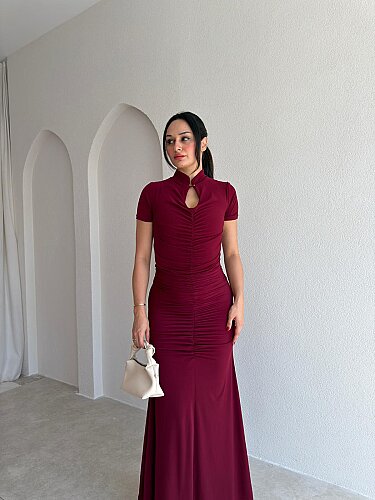  BARONY Maxi Elbise 3713 - Bordo - 1
