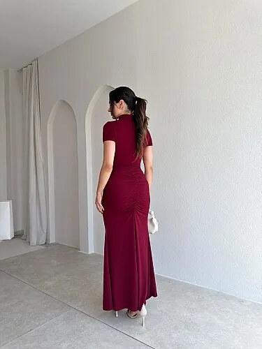  BARONY Maxi Elbise 3713 - Bordo - 3