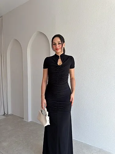 BARONY Maxi Elbise 3713 - Siyah - Mooi Butik