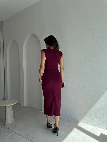 BEAN Midi Elbise 8565 - Bordo - 3