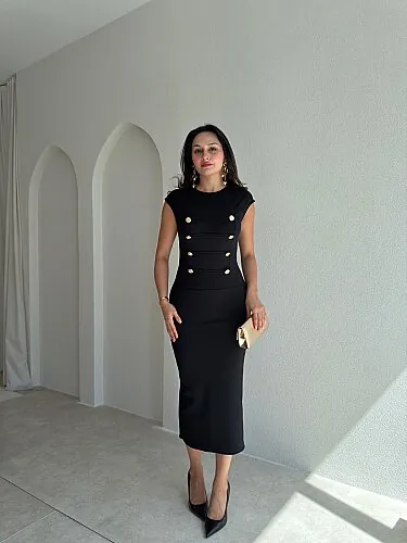 BEAN Midi Elbise 8565 - Siyah - 1