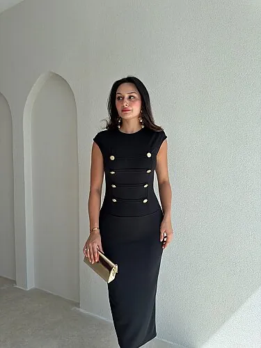 BEAN Midi Elbise 8565 - Siyah - 2