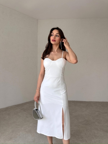 BELASCO Midi Elbise 9050 - Beyaz