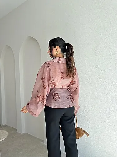 BELLUCİ Desenli Gömlek 4164 - Vizon - 2