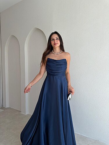 BENJA Straplez Maxi Elbise 4011 - Lacivert - 2