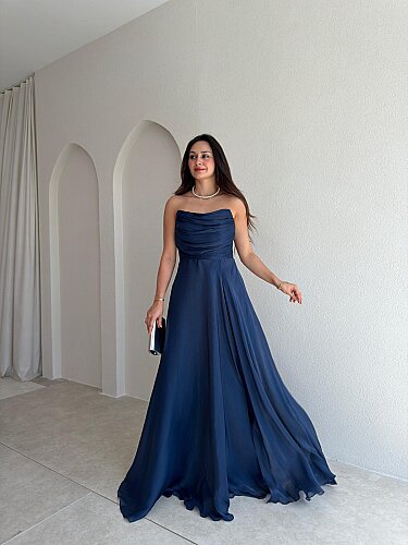 BENJA Straplez Maxi Elbise 4011 - Lacivert - 1