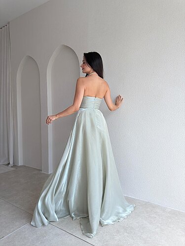 BENJA Straplez Maxi Elbise 4011 - Mint - 3