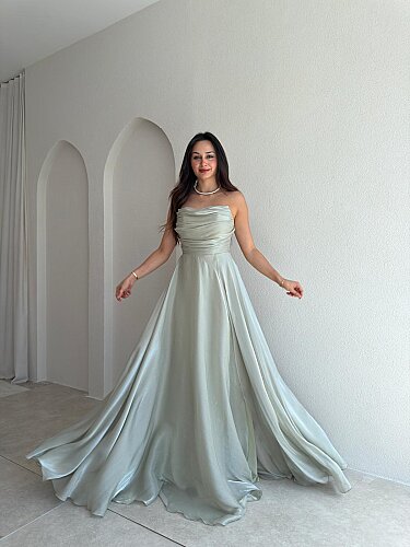 BENJA Straplez Maxi Elbise 4011 - Mint - Mooi Butik