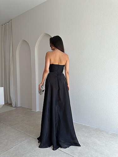 BENJA Straplez Maxi Elbise 4011 - Siyah - 2