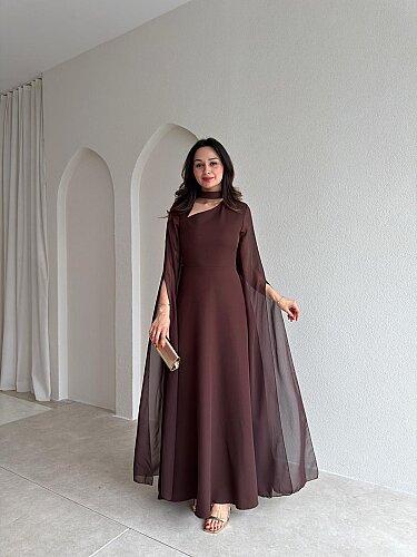 BERLİN Maxi Elbise 4215 - Acı Kahve - 1