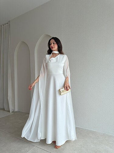 BERLİN Maxi Elbise 4215 - Beyaz - Mooi Butik