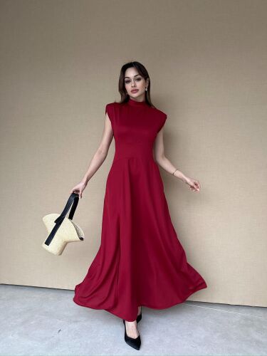 BERLY Maxi Elbise 7764 - Bordo - 3