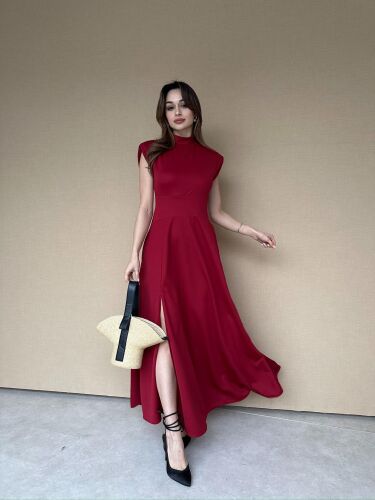 BERLY Maxi Elbise 7764 - Bordo - 2