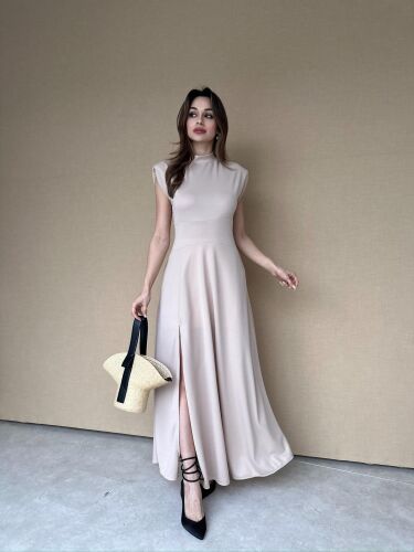 BERLY Maxi Elbise 7764 - Krem - 2