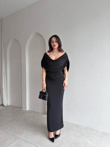 BİDWEL Maxi Elbise 2057 - Siyah 